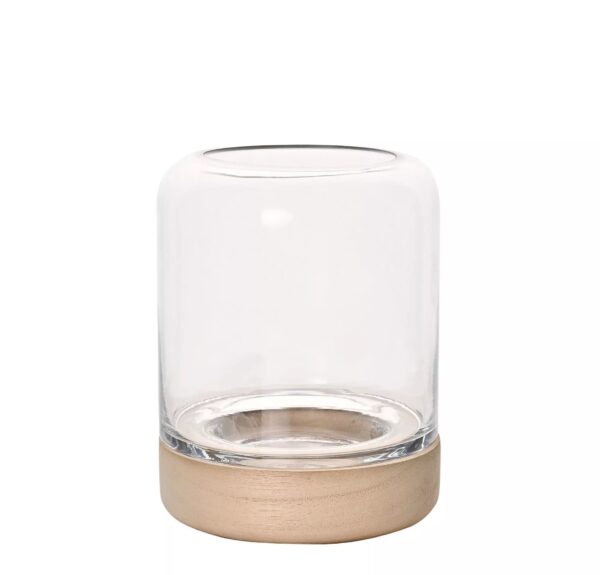 Glass Candle Holders with Natural Base
