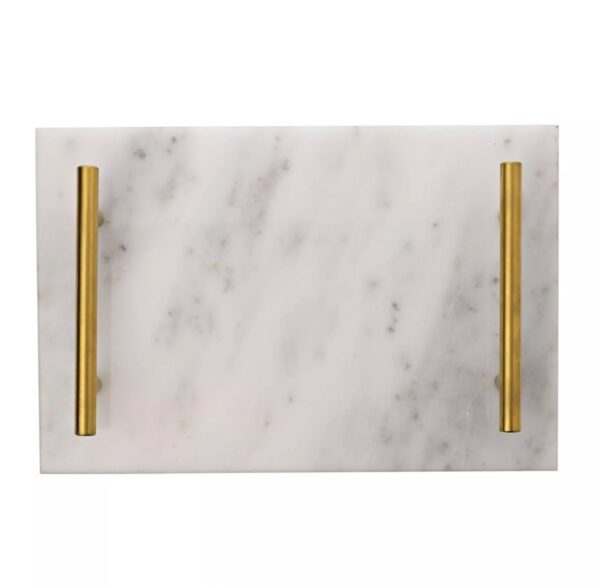 Marble Tray with Metal Handle