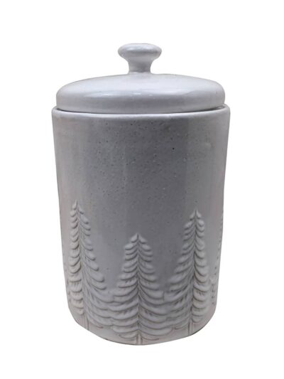 Frosted Pine Trees Storage Jar