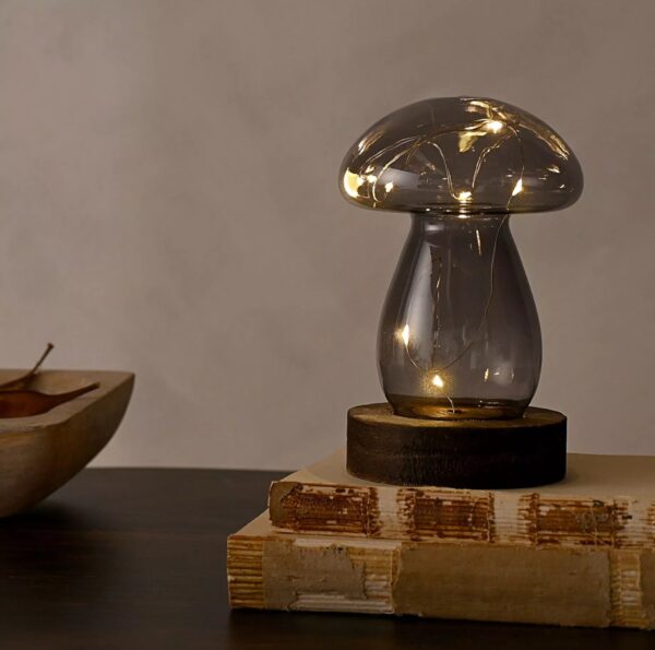 Set of 3 LED Glass Mushrooms - Image 2