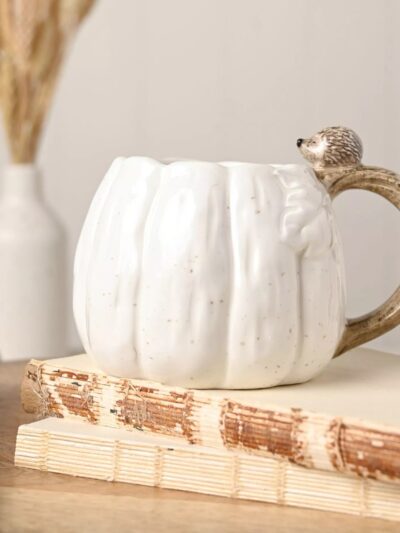 Pumpkin Mug with Hedgehog