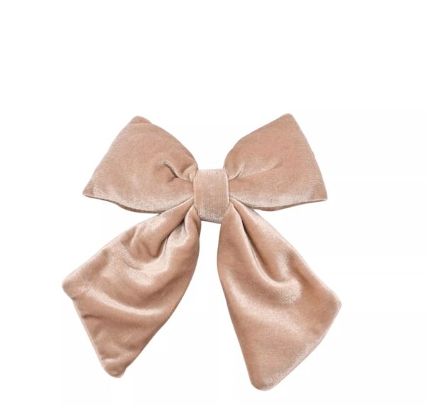 Taupe Velvet Bow with Clip - Image 2