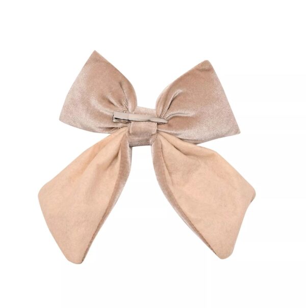 Taupe Velvet Bow with Clip - Image 3