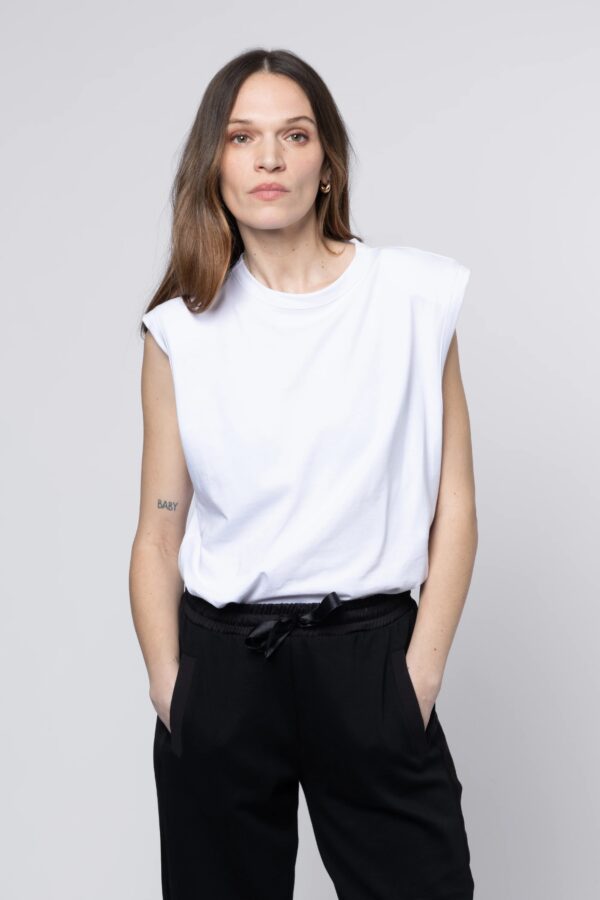 Skylar Shoulder Pad T-Shirt - White
