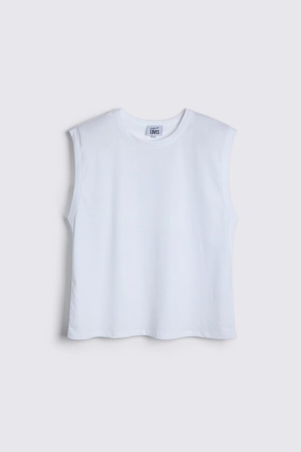Skylar Shoulder Pad T-Shirt - White - Image 3