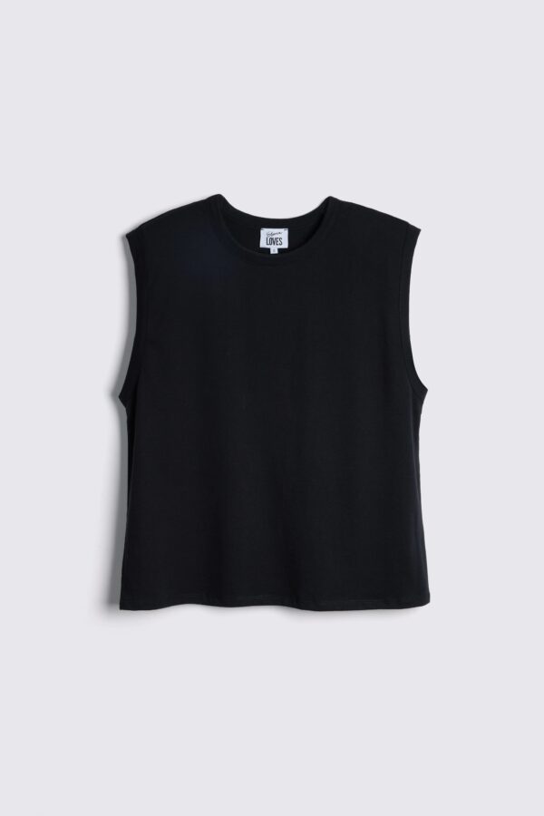 Skylar Shoulder Pad T-Shirt - Black - Image 3