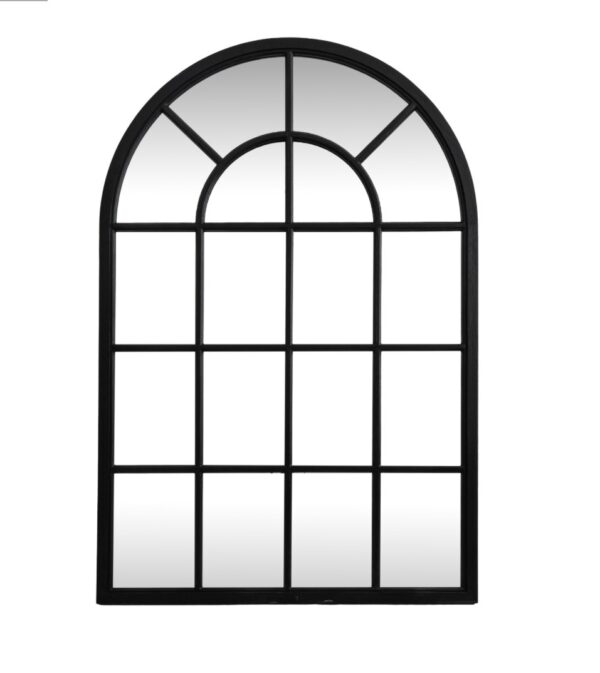Black Wood Arched Window Mirror