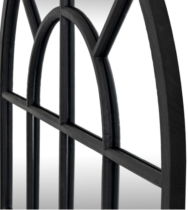 Black Wood Arched Window Mirror - Image 2