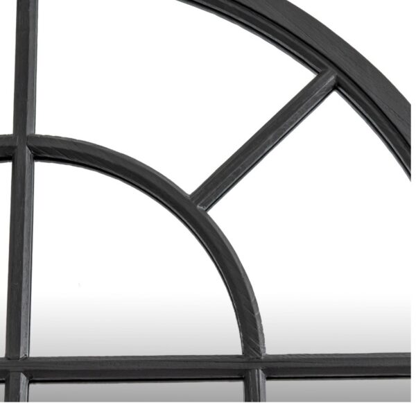 Black Wood Arched Window Mirror - Image 3