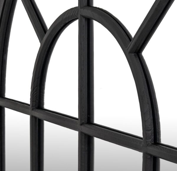 Black Wood Arched Window Mirror - Image 4