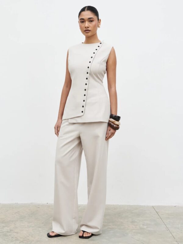 Brylee Drawstring Trousers in Stone