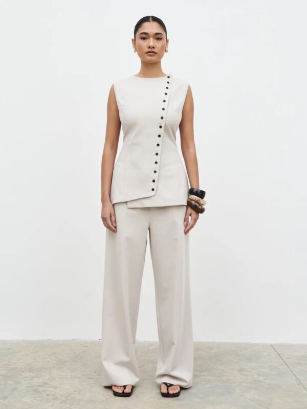 Brylee Drawstring Trousers in Stone - Image 5