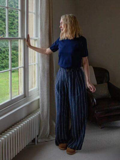Jasmine Stripe Trouser in Navy