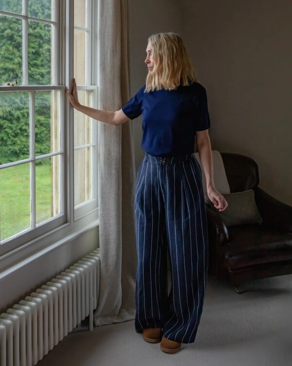 Jasmine Stripe Trouser in Navy