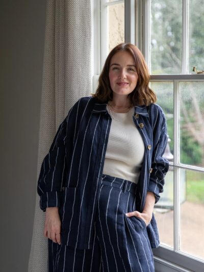 Jasmine Stripe Trouser in Navy