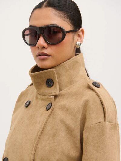 Sophie Faux Suede Funnel Neck Jacket