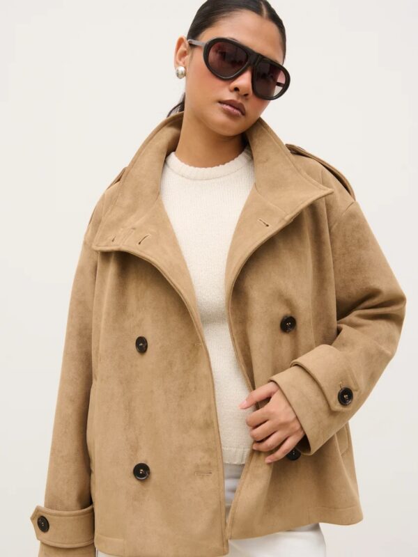Sophie Faux Suede Funnel Neck Jacket - Image 6
