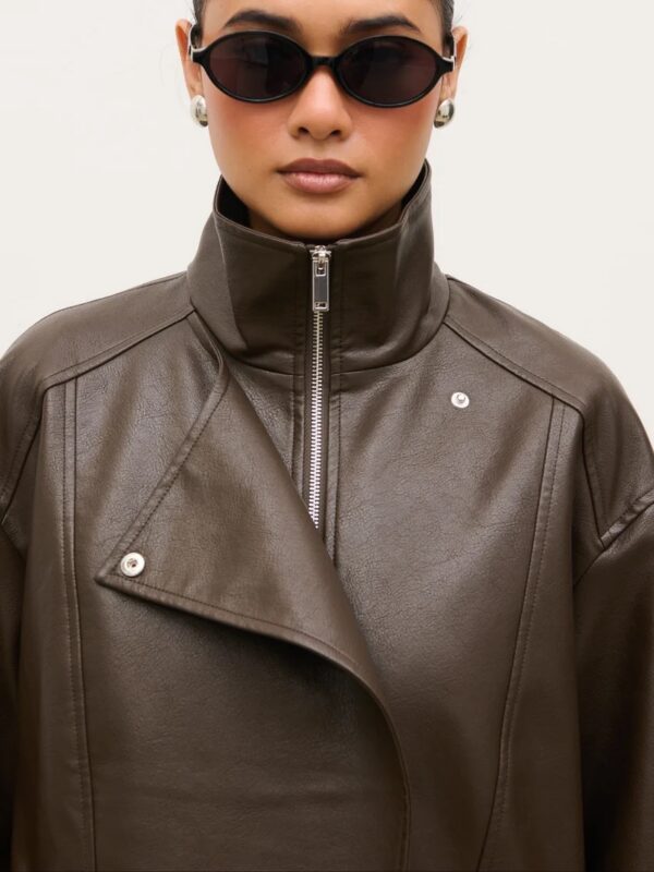 Lyla Faux Leather Bomber Jacket - Image 4