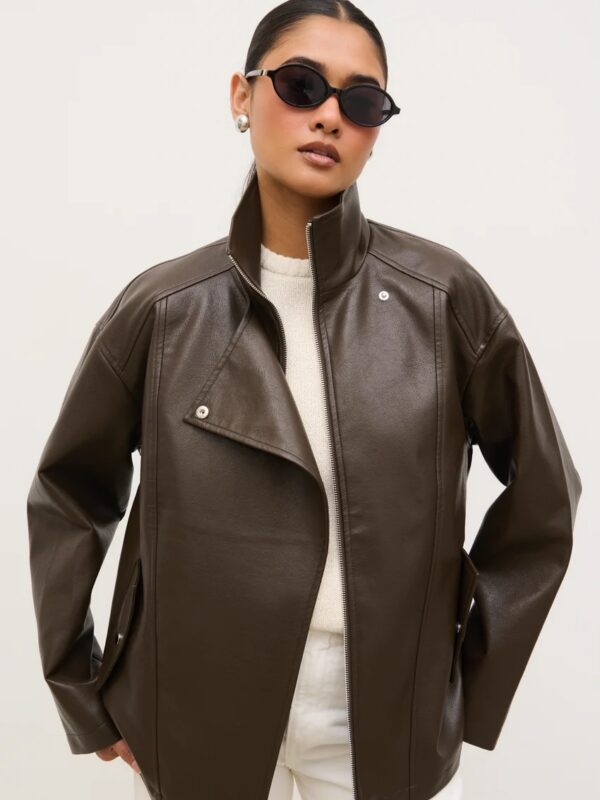 Lyla Faux Leather Bomber Jacket - Image 5