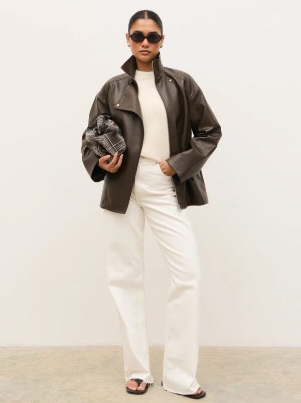 Lyla Faux Leather Bomber Jacket - Image 6