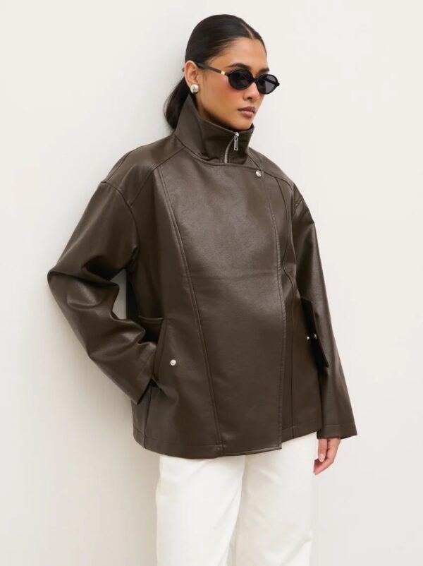 Lyla Faux Leather Bomber Jacket - Image 8