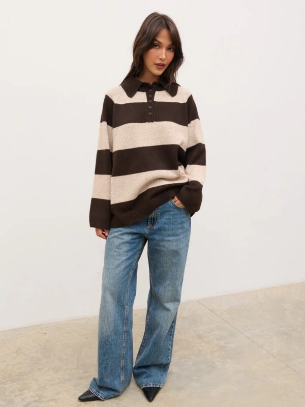 Rylee Knitted Stripe Rugby Jumper - Image 2