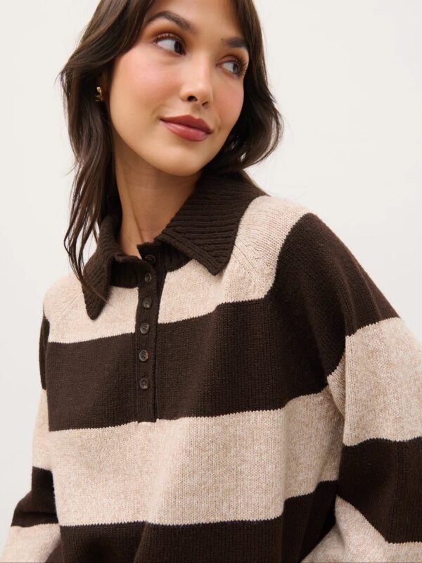 Rylee Knitted Stripe Rugby Jumper - Image 3