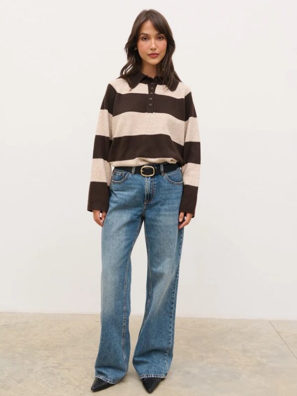 Rylee Knitted Stripe Rugby Jumper - Image 4