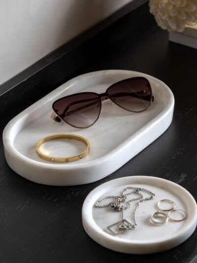 Piedra Marble Trinket Tray White Set of 2