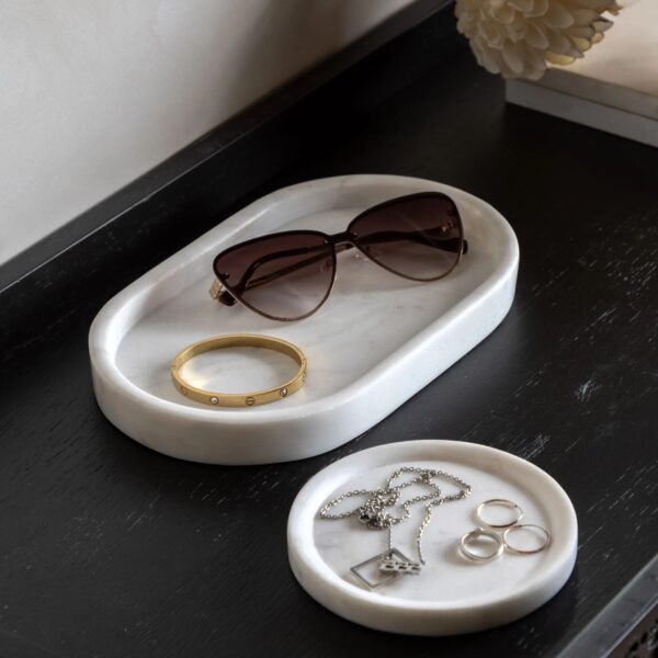 Piedra Marble Trinket Tray White Set of 2