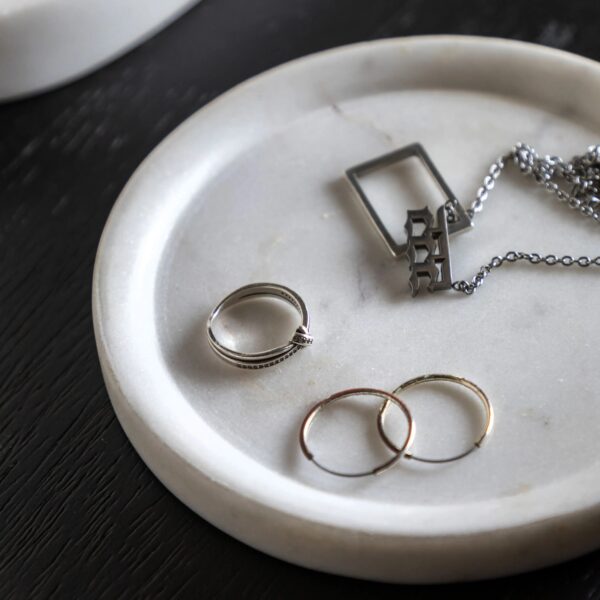 Piedra Marble Trinket Tray White Set of 2 - Image 2