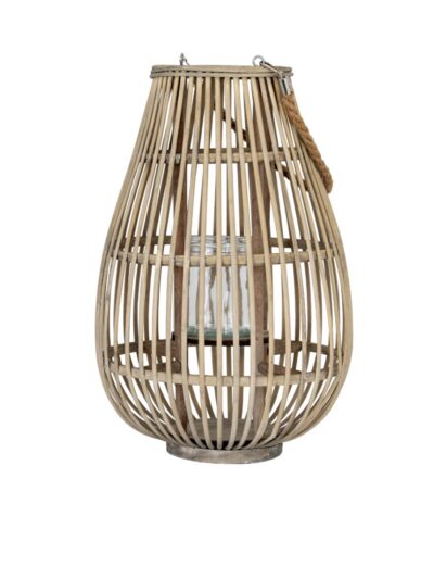 Ellipse Wicker Lantern With Glass Holder