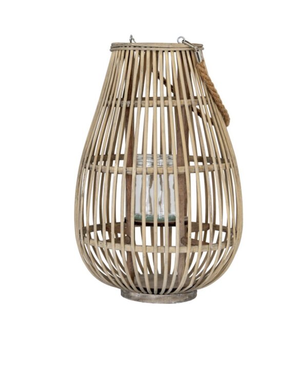 Ellipse Wicker Lantern With Glass Holder