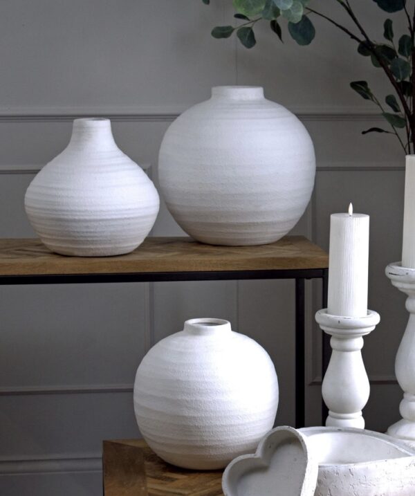 Tiber Large Matt White Ceramic Vase - Image 3
