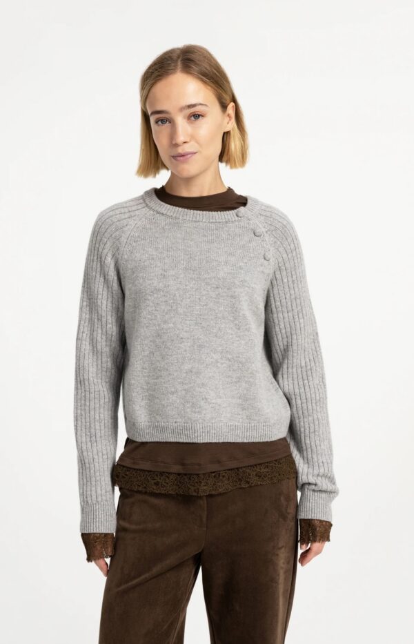 Dove Wool Blend Button Sweater - Image 3