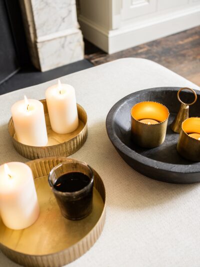 Metal Reeded Tray Set of 2