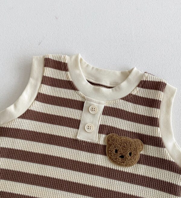 Bear Stripe Bodysuit In Brown - Image 2