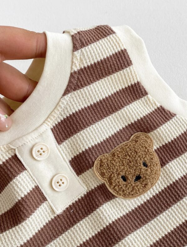 Bear Stripe Bodysuit In Brown - Image 3