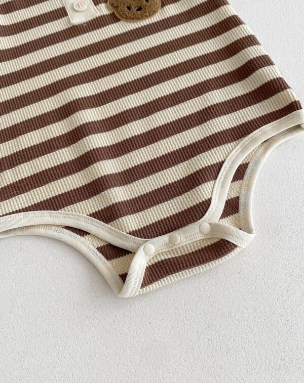 Bear Stripe Bodysuit In Brown - Image 6
