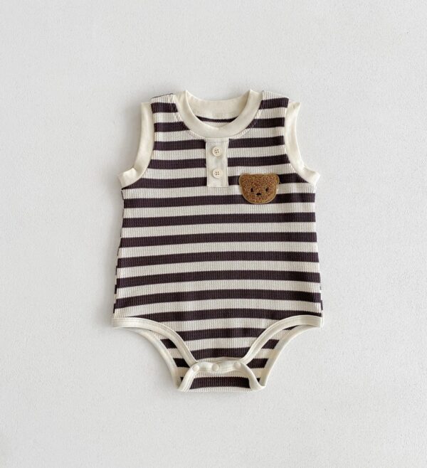 Bear Stripe Bodysuit In Black