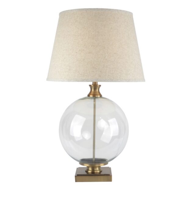Modern Glass Bedside Lamp with Linen Shade - Image 3