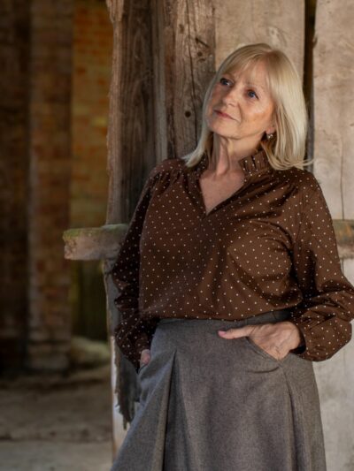 Greta Brown & Cream Spot Print Blouse