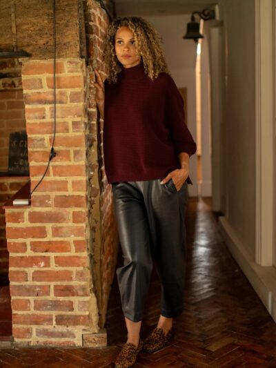 Vicki Cotton Funnel Neck Knit Jumper