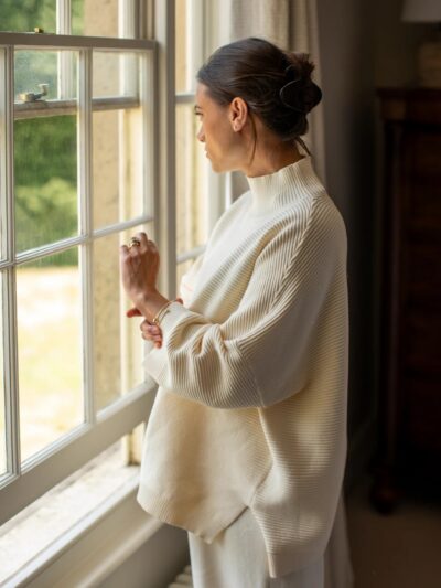 Vicki Cotton Funnel Neck Knit Jumper