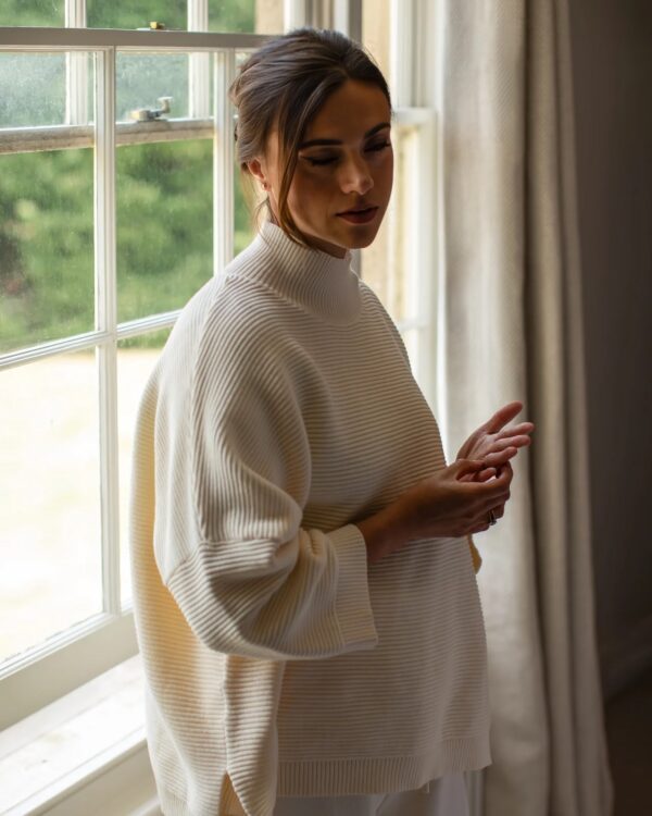 Vicki Cotton Funnel Neck Knit Jumper - Image 3