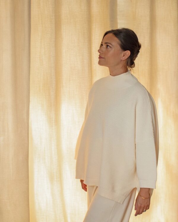 Vicki Cotton Funnel Neck Knit Jumper - Image 4