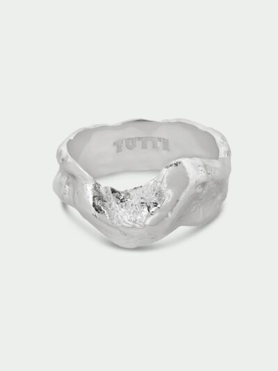 Forge Textured Wave Ring in Silver