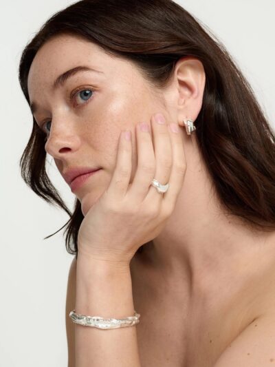 Forge Textured Wave Ring in Silver