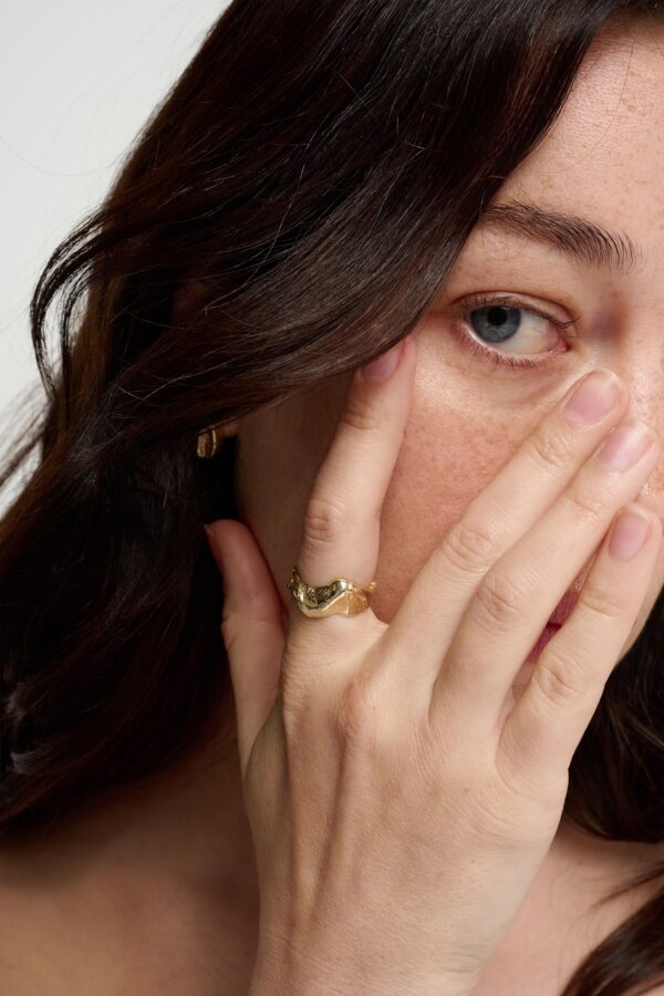 Forge Textured Wave Ring in Gold - Image 2