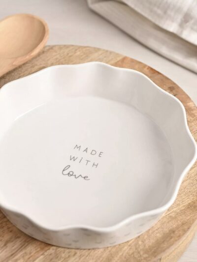‘Made with Love’ Scalloped Ceramic Pie Dish